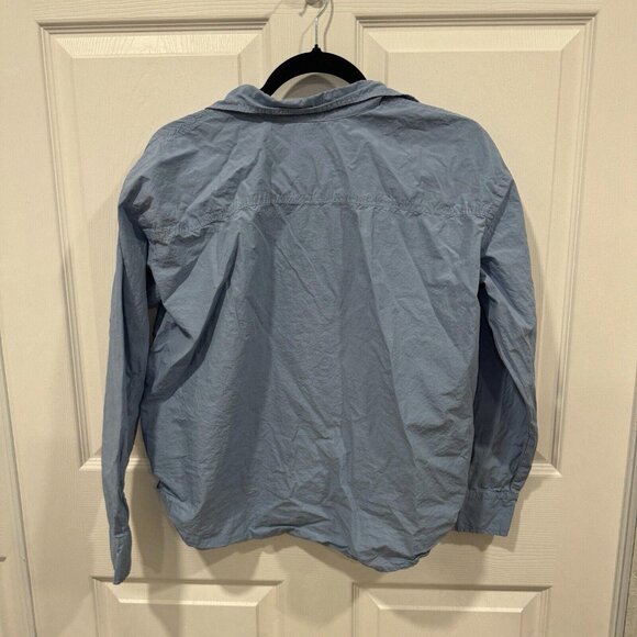 Donni. Blue Button Down Shirt Size Small S Blouse Top Short Cotton - Picture 5 of 7